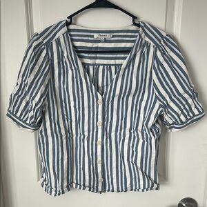 Madewell Blue and White Striped Women's Top